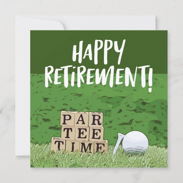 Golf Retirement with ball par tee time on green  Card (Front)