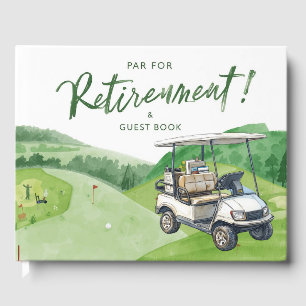 Golf retirement with beer on golf cart  guest book