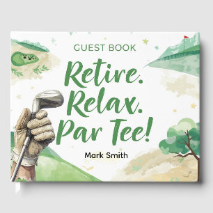 Golf retirement with beer on golf cart guest book