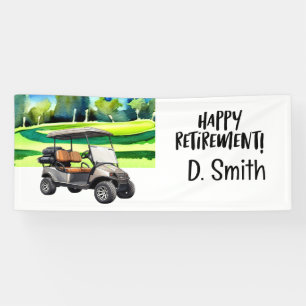 Golf retirement with cart golf course background banner