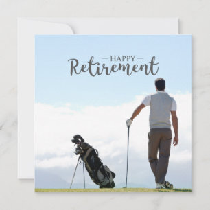 Golf Retirement with golfer at blue sky background Card