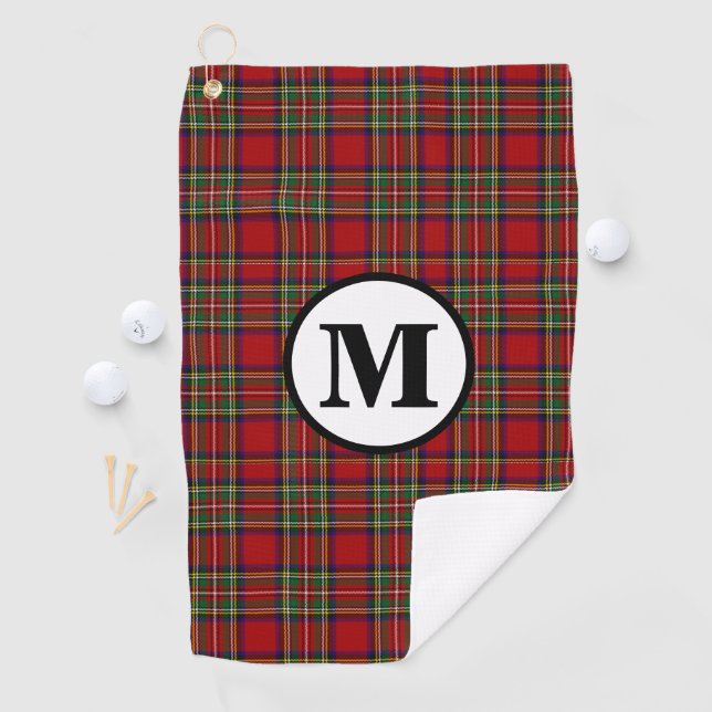 Golf Royal Stewart Tartan Plaid Scottish Monogram Golf Towel (InSitu)