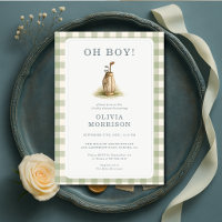 Golf Sage Green Oh Boy Gingham Baby Shower