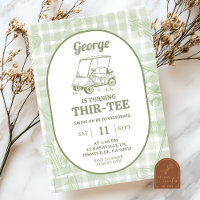 Golf Sage Green Stripes Thirtee Birthday