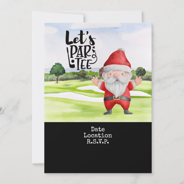 Golf Santa Claus Christmas Holiday party save date Invitation (Front)