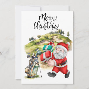 Golf Santa Claus for Golfer Christmas Holiday Card