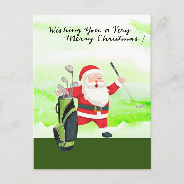 Golf Santa Claus Golfer Christmas Golfing Holiday Postcard (Front)