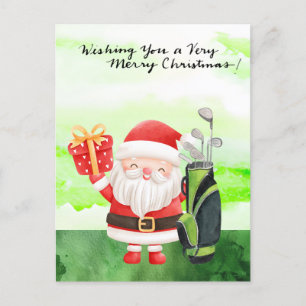Golf Santa Claus Golfer Christmas Golfing Holiday Postcard