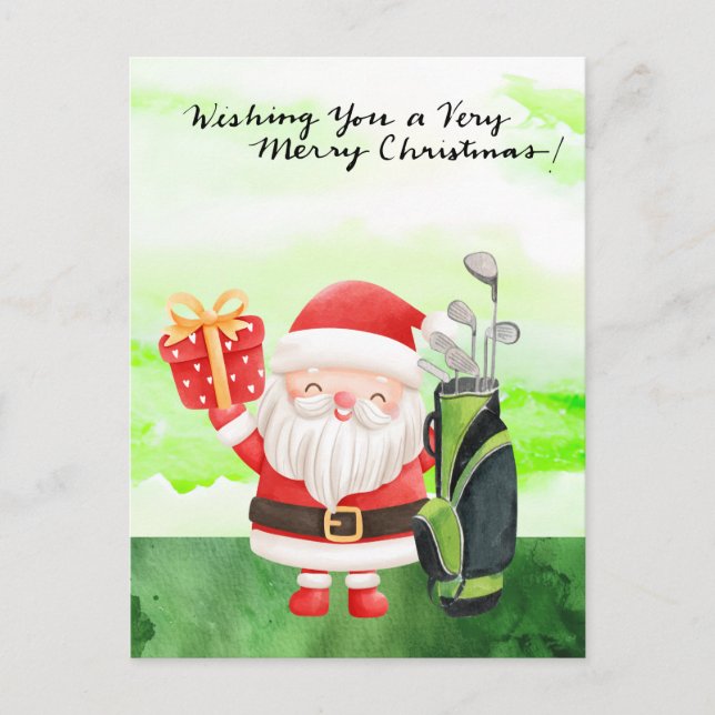 Golf Santa Claus Golfer Christmas Golfing Holiday Postcard (Front)