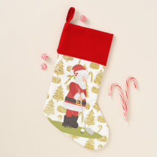 Golf Santa Claus golfer in on Christmas Background Christmas Stocking