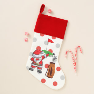 Golf Santa Claus golfer in on Christmas Background Christmas Stocking