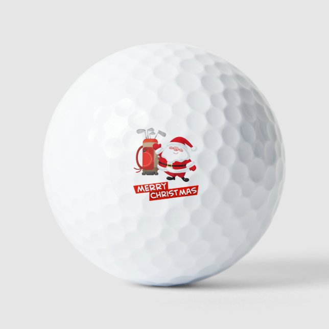  Golf Santa Claus golfer Merry Christmas   Golf Balls (Front)
