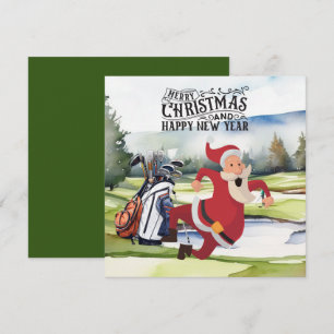 Golf  Santa Claus golfing Christmas Themed  Holiday Card