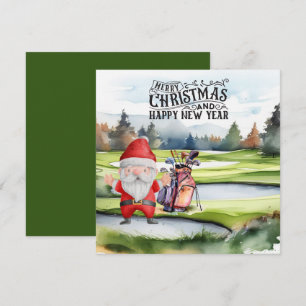 Golf  Santa Claus golfing Christmas Themed  Holiday Card