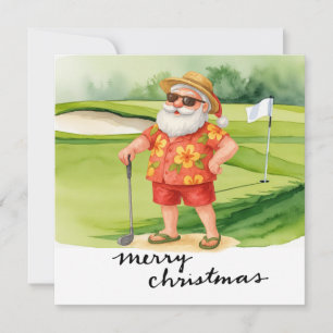 Golf  Santa Claus golfing Christmas Themed  Holiday Card