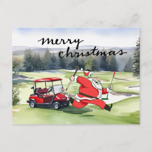 Golf  Santa Claus golfing Christmas Themed  Holiday Postcard