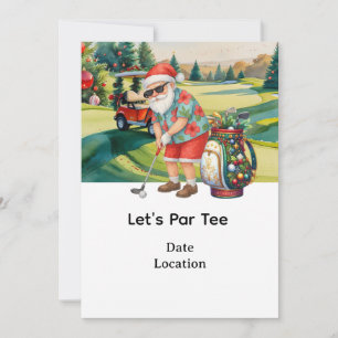 Golf Santa Claus golfing Summer Christmas Invitation
