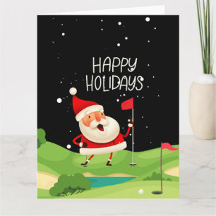Golf Santa Claus Happy Holidays Christmas Golfing  Card