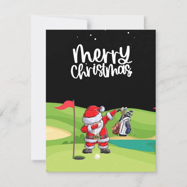 Golf Santa Claus in golf course Holiday Card (Front)