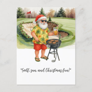 Golf Santa Claus is celebrating Christmas in July Holiday Postcard