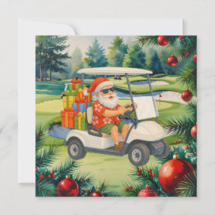 Golf Santa Claus is golfing Christmas in July Holiday Card