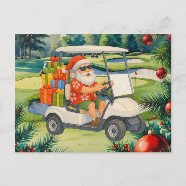 Golf Santa Claus is golfing Christmas in July  Holiday Postcard (Front)