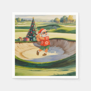 Golf Santa Claus is golfing Christmas in July  Napkin