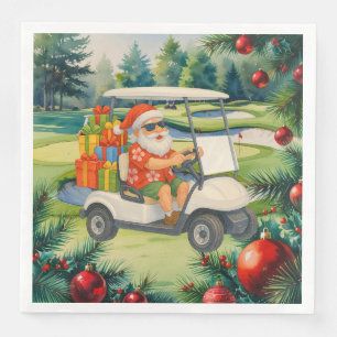 Golf Santa Claus is golfing Christmas in July  Napkin