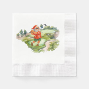 Golf Santa Claus is golfing Christmas in July Napkin