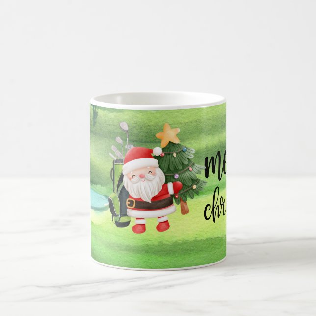 Golf Santa Claus is golfing on Christmas Coffee Mug (Center)