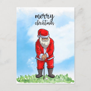 Golf Santa Claus is golfing on Christmas Holiday Postcard