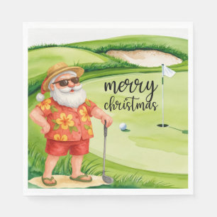 Golf Santa Claus is golfing on Christmas Summer Napkin