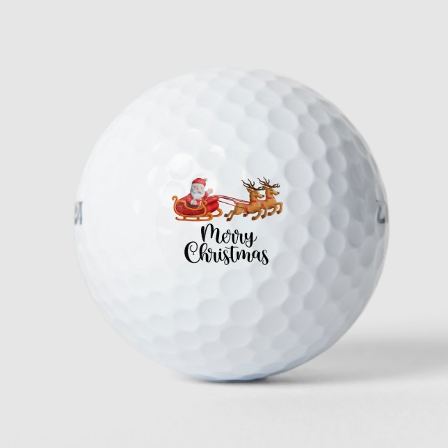 Golf  Santa Claus Merry Christmas gift for golfer Golf Balls (Front)