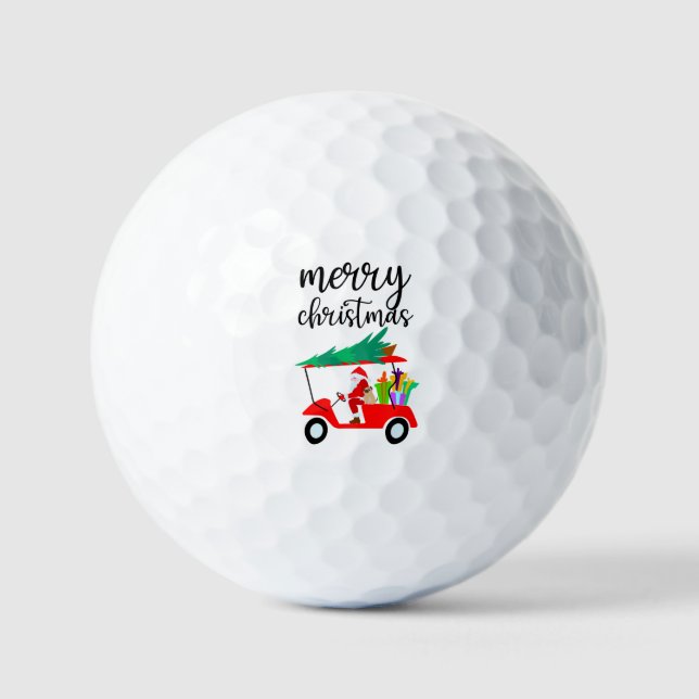 Golf Santa Claus ride golf cart  Christmas Tree Golf Balls (Front)