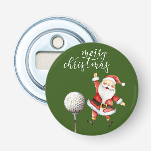 Golf Santa Claus with golf balls on green  Bottle Opener