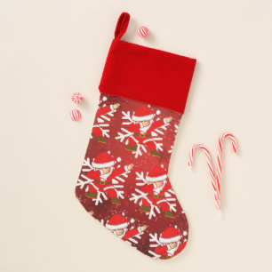 Golf Santa Dabbing on red Christmas Stocking