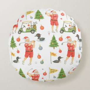 Golf Santa Golfer Golfing Christmas Minnesota Round Cushion