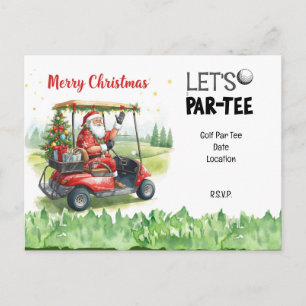 Golf Santa in Red Cart – Funny Let Par-Tee  Postcard