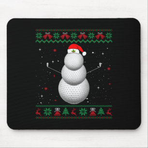 Golf Santa Snowman Ball Ugly Christmas Golfer Golf Mouse Mat