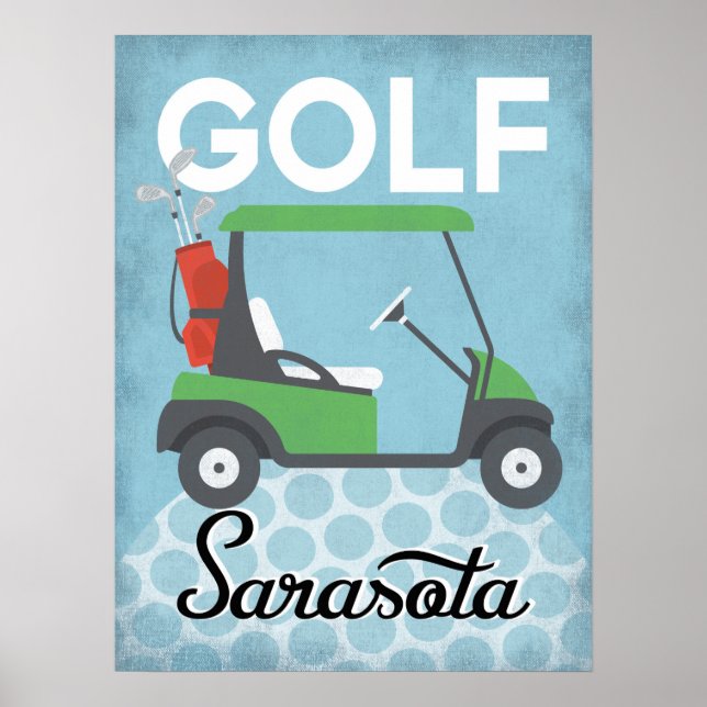 Golf Sarasota Florida - Retro Vintage Travel Poster (Front)