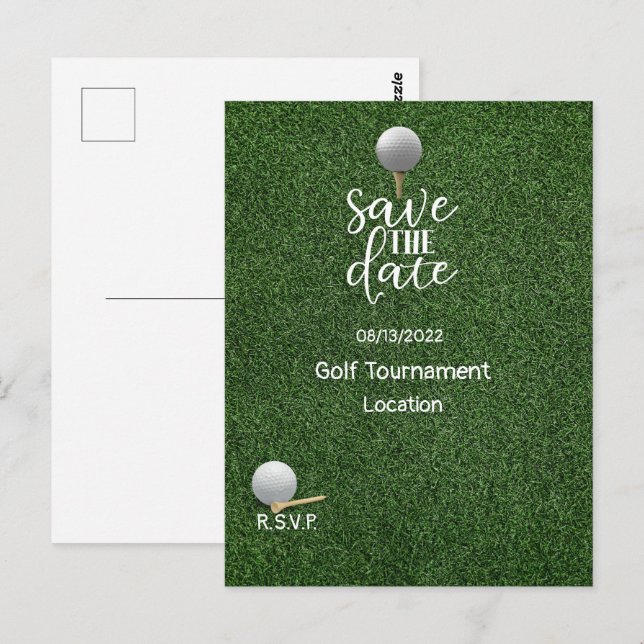 Golf Save the Date for Golf Tournament Golfer Postcard (Front/Back)