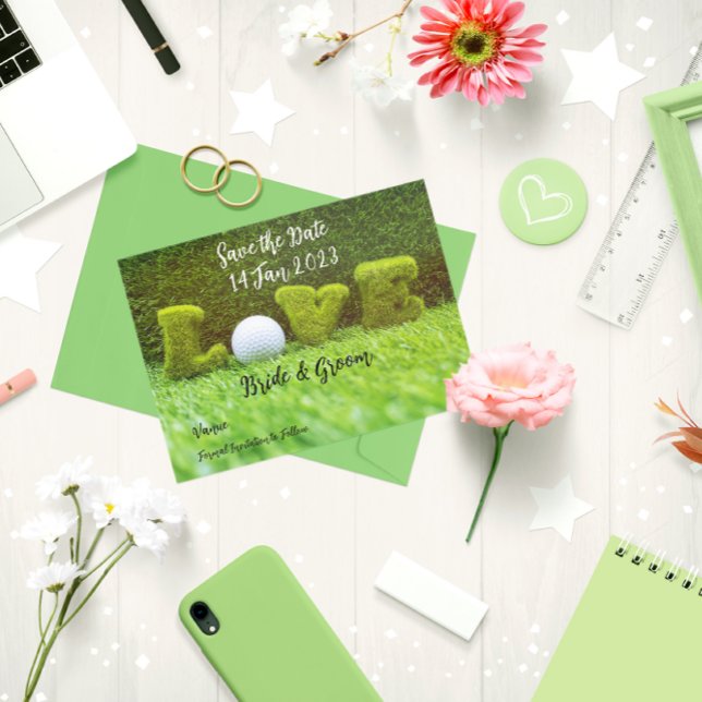 Golf Save the date  for golfer with love  Invitation Postcard (Creator Uploaded)