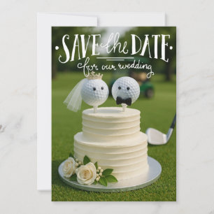 Golf save the date for our wedding with golf balls invitation