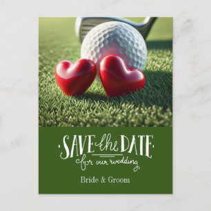 Golf save the date for wedding bride groom  postcard
