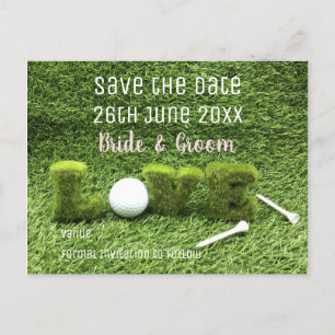 Golf Save the date for wedding with golf ball Invitation Postcard