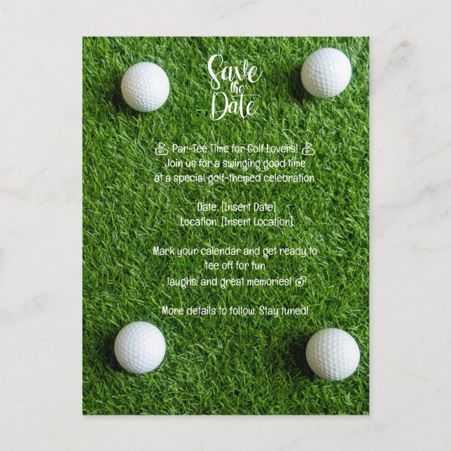 Golf  Save the Date: Golf-Themed Party Invitation Postcard (Front)