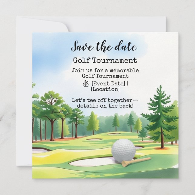 Golf Save the date Golf Tournament  Announcement (Front)