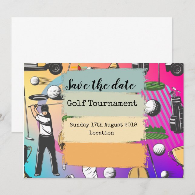 Golf Save the date Golf Tournament  colourful (Front/Back)