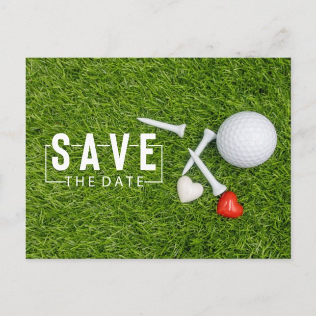 Golf Save the date Golf Tournament love wedding Announcement Postcard (Front)