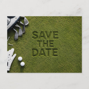 Golf Save the date Golf Tournament on green   Announcement Postcard